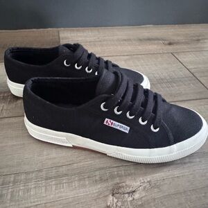 Superga Black Canvas Lace-Up Shoes